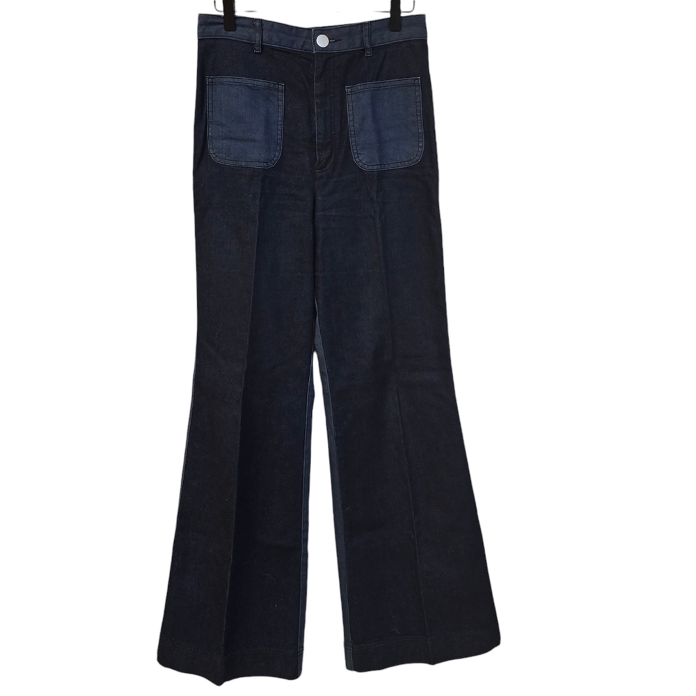 Kate‎ Spade High Waisted Flare Wide Leg Colorblock Jeans sz 28
